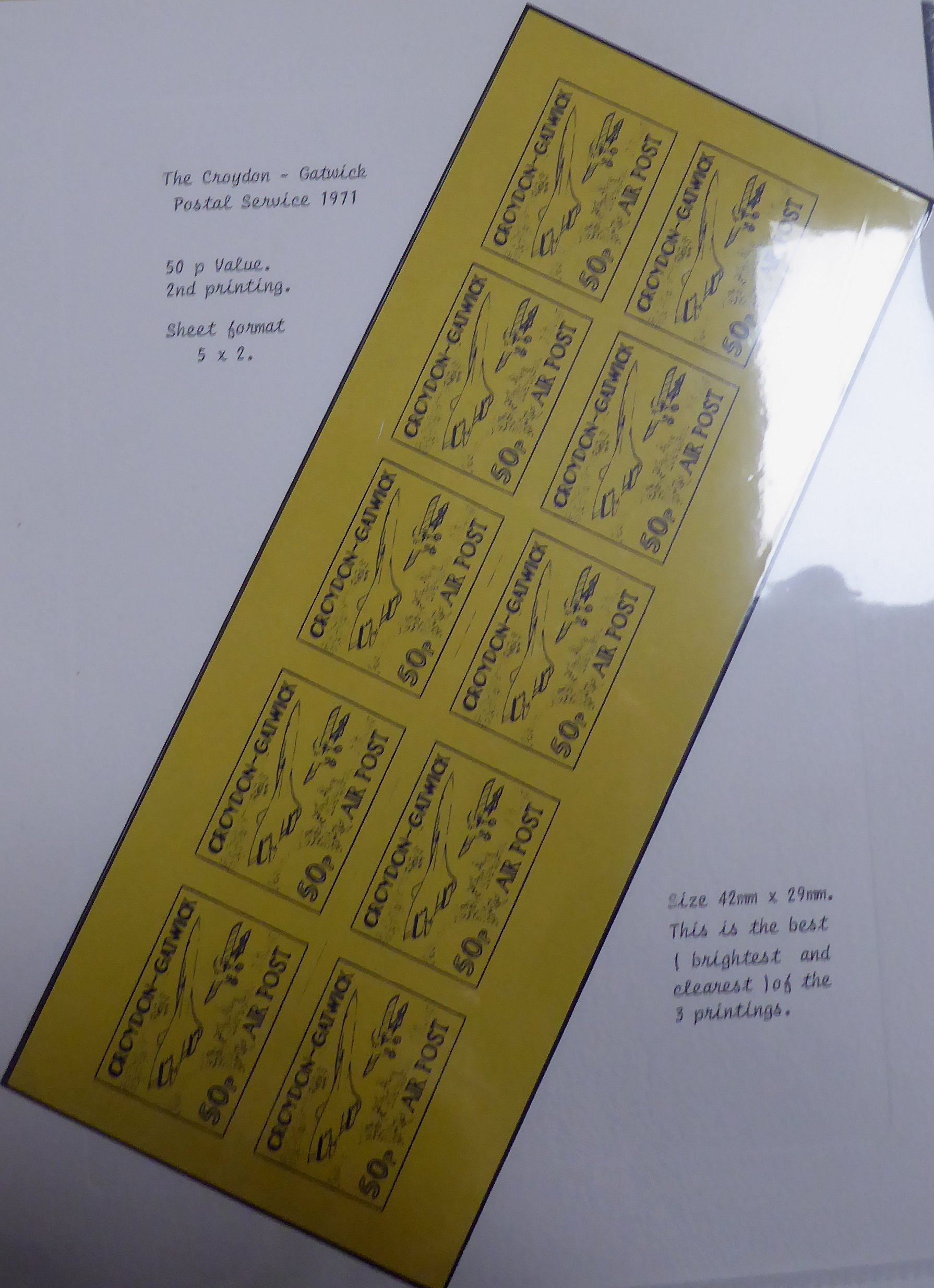 Croydon Gatwick Strike Post Stamps 1971 50p Concorde issue ex Brian Asquith collection
